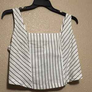 Striped White and Gray Women's Top